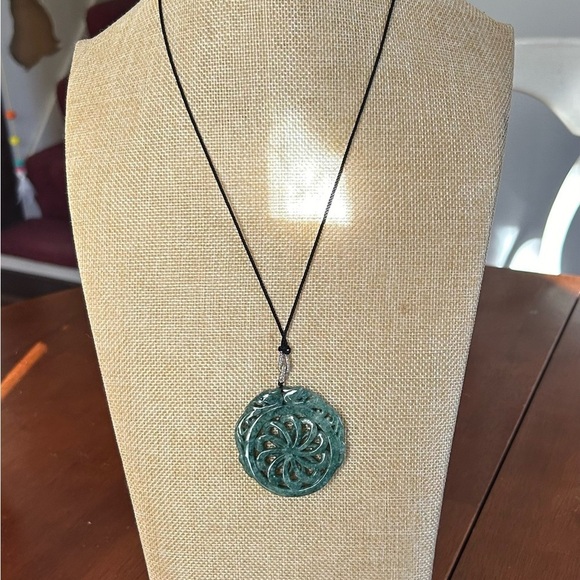 Jade Medallion Adjustable Cord Necklace - Picture 6 of 8